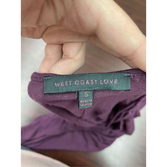 West Coast Love Cold Shoulder Plum Cross Front Blouse - Picture 5 of 8